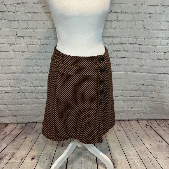 TALBOTS Skirt 100% Wool Brown w Tan Dots-4P - Picture 3 of 3